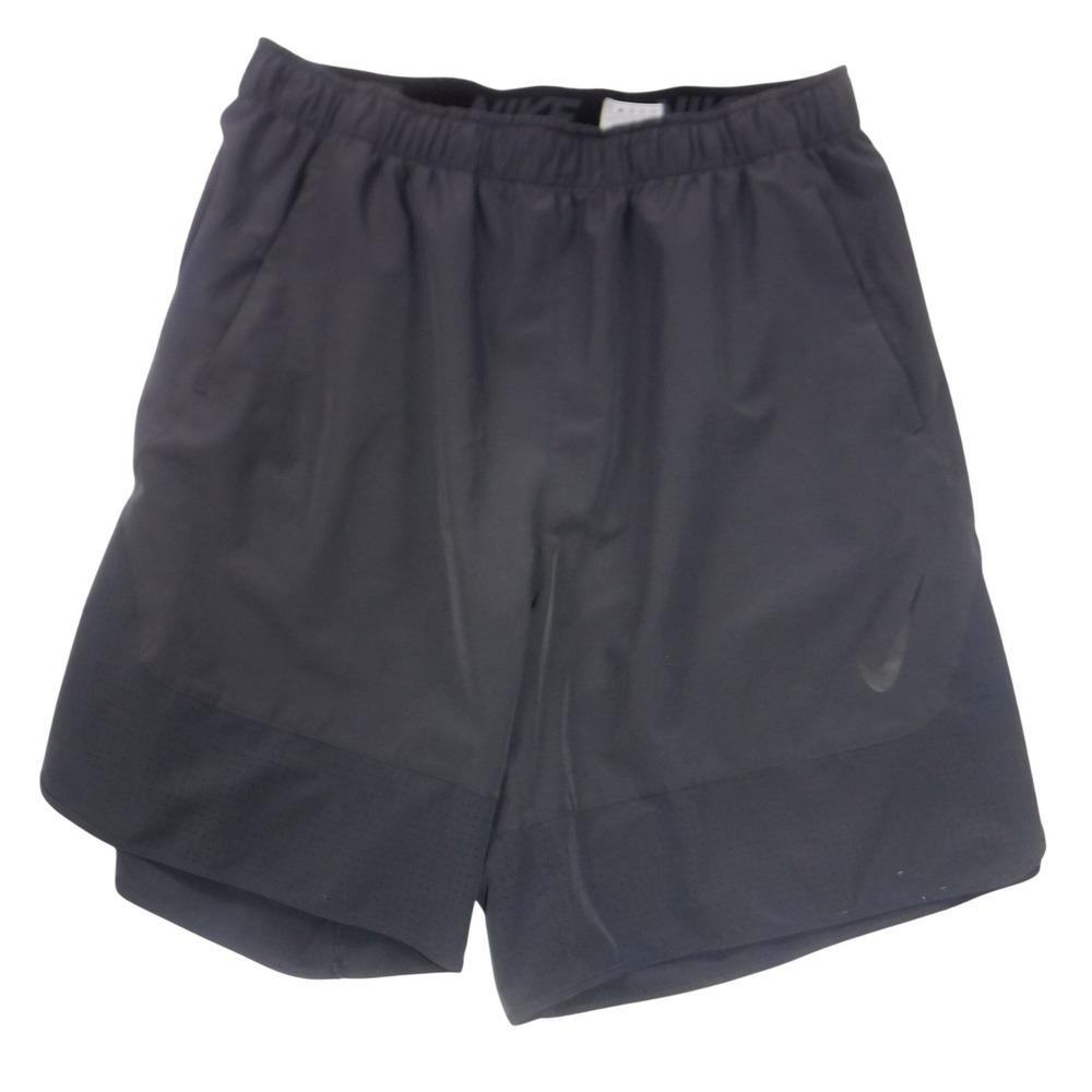 Nike Mens XL Athletic Running Shorts Charcoal Grey Perforated Mesh 7 Inch Inseam